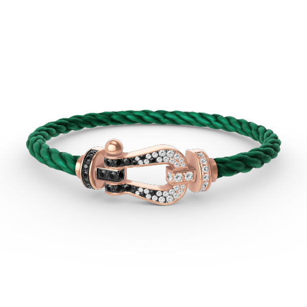 [LORA]FORCE LARGE HORSESHOE BLACK WHITE DIAMOND BRACELET ROSE GOLD