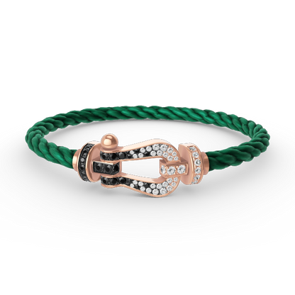[LORA]FORCE LARGE HORSESHOE BLACK WHITE DIAMOND BRACELET ROSE GOLD
