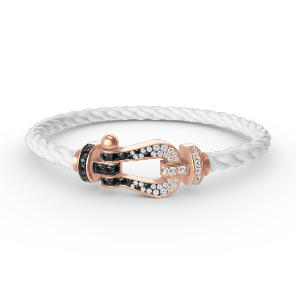 [LORA]FORCE LARGE HORSESHOE BLACK WHITE DIAMOND BRACELET ROSE GOLD