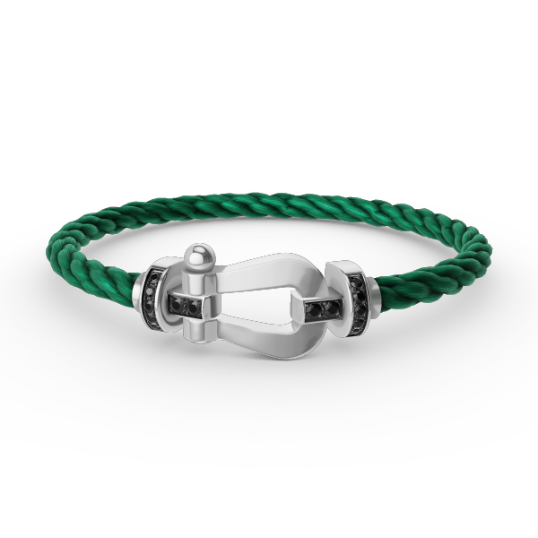 [LORA]FORCE LARGE HORSESHOE BLACK DIAMOND BRACELET SILVER