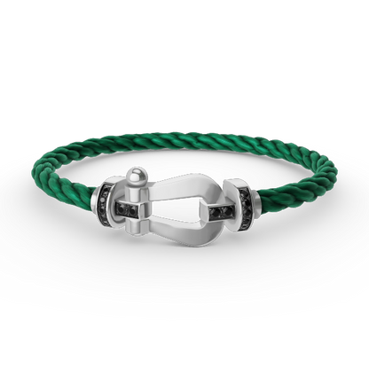 [LORA]FORCE LARGE HORSESHOE BLACK DIAMOND BRACELET SILVER