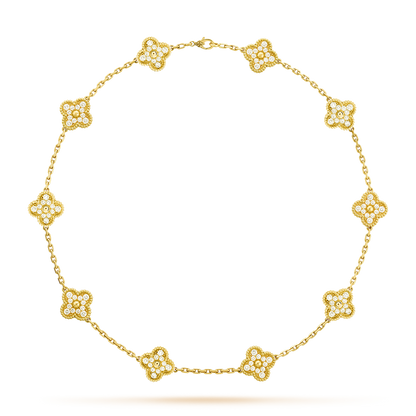 [LORA]CLOVER 10 MOTIFS DIAMOND NECKLACE
