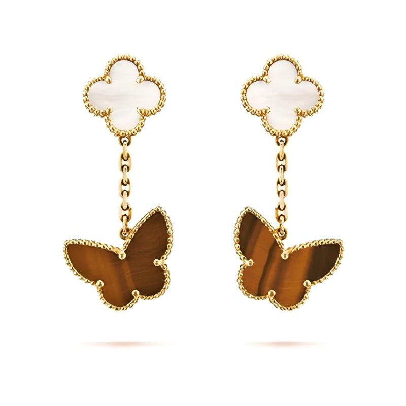 [Lora]BUTTERFLY 2 MOTIF TIGER EYE MOP EARRINGS