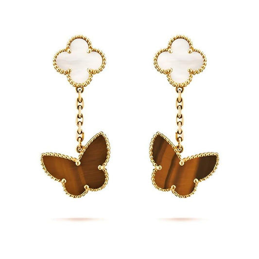 [Lora]BUTTERFLY 2 MOTIF TIGER EYE MOP EARRINGS