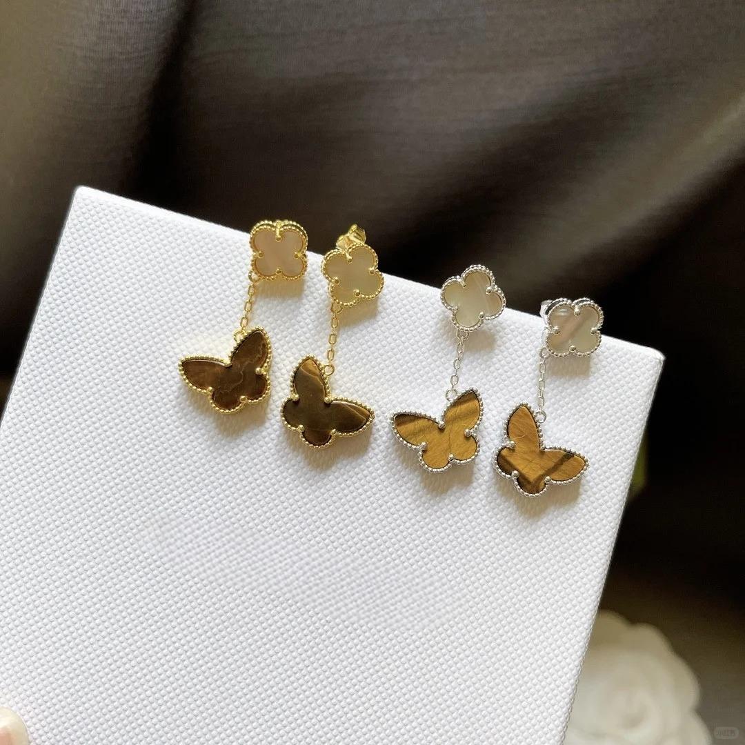 [Lora]BUTTERFLY 2 MOTIF TIGER EYE MOP EARRINGS