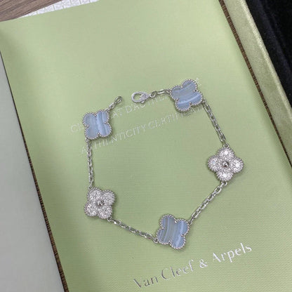[Lora] CLOVER 5 MOTIF PURPLE CHALCEDONY BRACELET COLLECTION