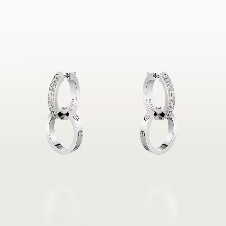[LORA] LOVE 3.3MM DANGLE HALF DIAMOND EARRINGS