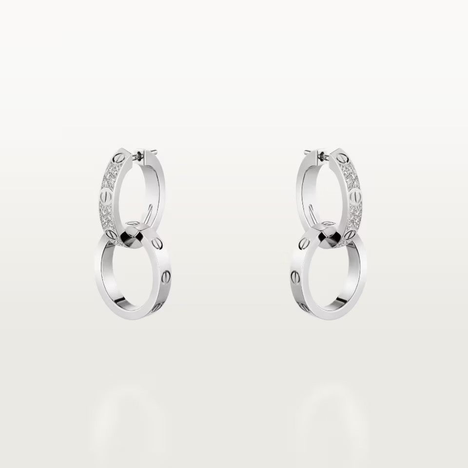 [Lora] LOVE 3.3MM DANGLE HALF DIAMOND EARRINGS