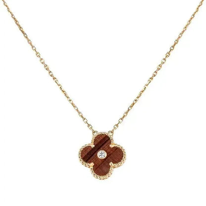 [LORA]CLOVER 15MM DIAMOND AND YELLOW TIGER'S EYE AGATE necklace