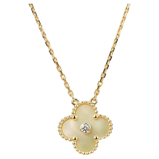 [LORA]CLOVER 15MM DIAMOND GOLD MOTHER OF PEARL NECKLACE