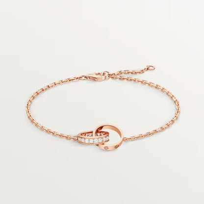 [LORA] LOVE DOUBLE RING HALF DIAMOND BRACELET