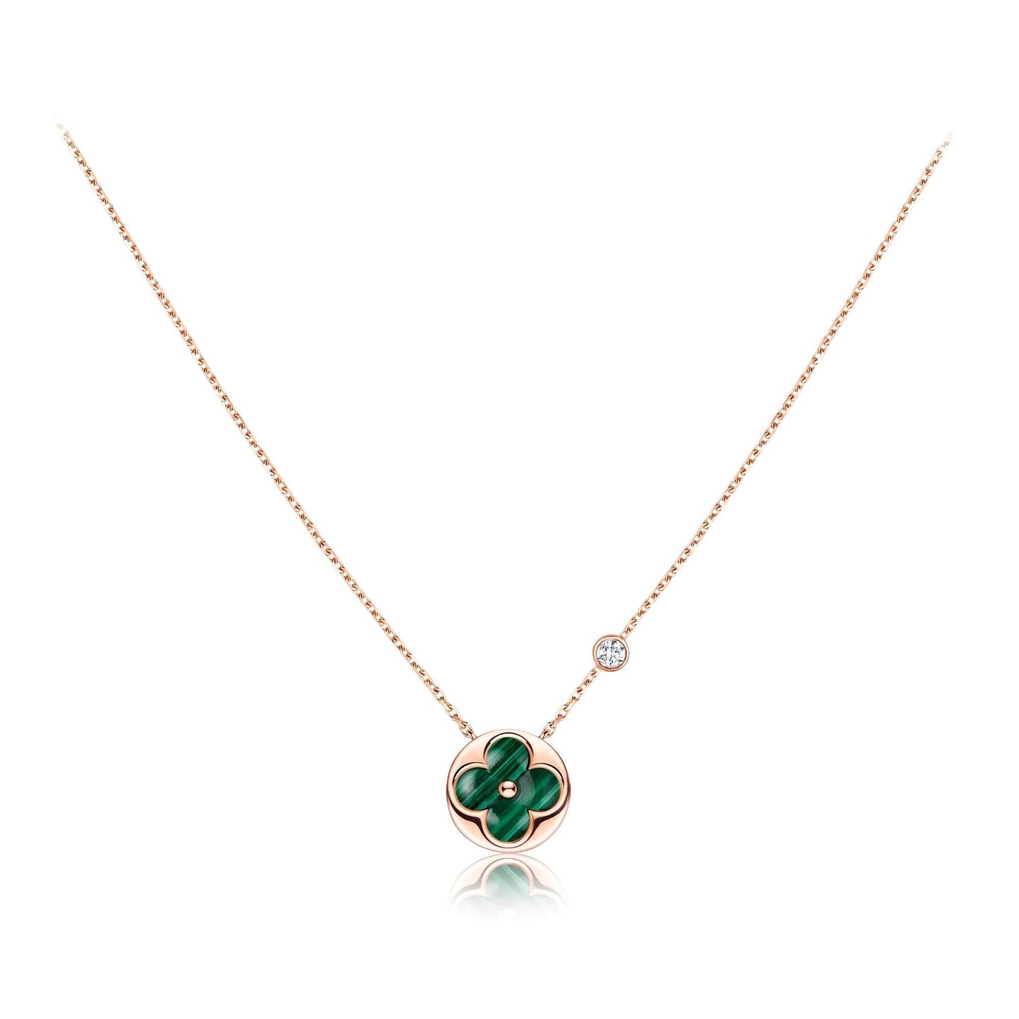 [LORA]SUN PEDANT PINK GOLD 1 DIAMOND NECKLACE