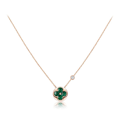 [LORA]SUN PEDANT PINK GOLD 1 DIAMOND NECKLACE