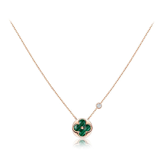 [LORA]SUN PEDANT PINK GOLD 1 DIAMOND NECKLACE