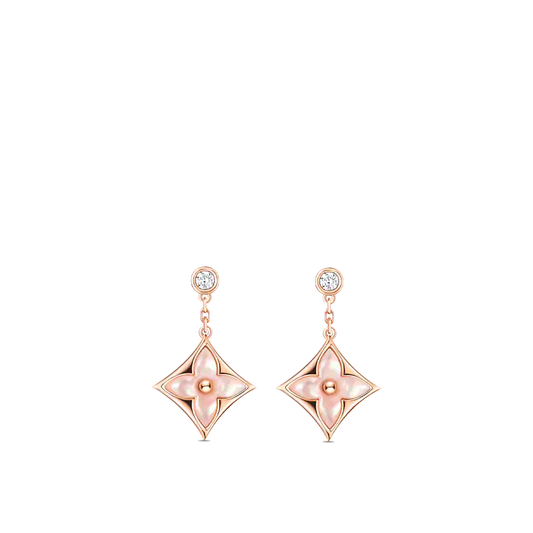 [LORA]DOUBLE STAR PINK GOLD MOP DROP EARRINGS