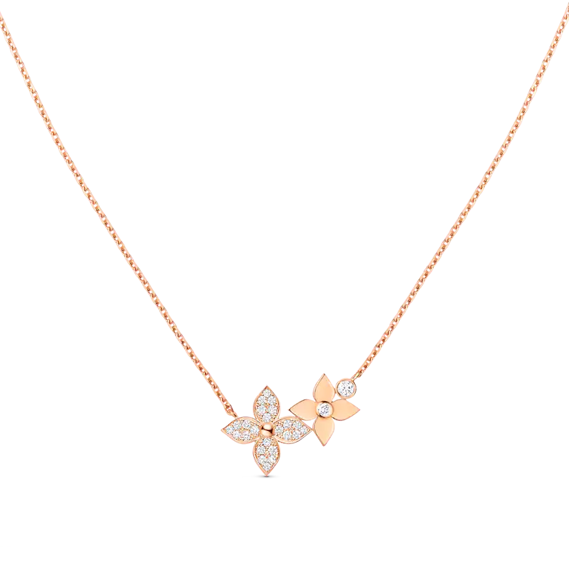 [LORA]STAR BLOSSOM NECKLACE PINK GOLD DIAMONDS
