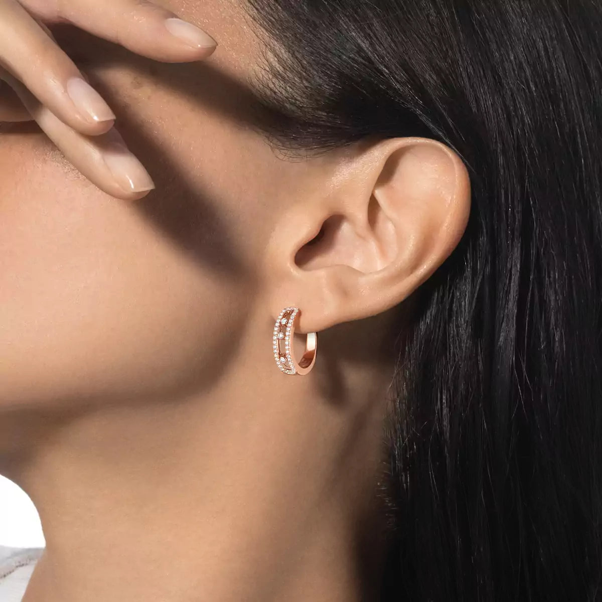 [LORA] Diamond Pave_ Hoop Earrings Move