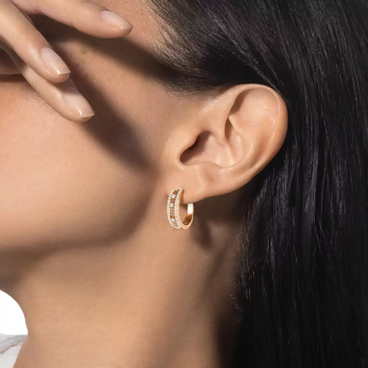 [LORA] Diamond Pave_ Hoop Earrings Move