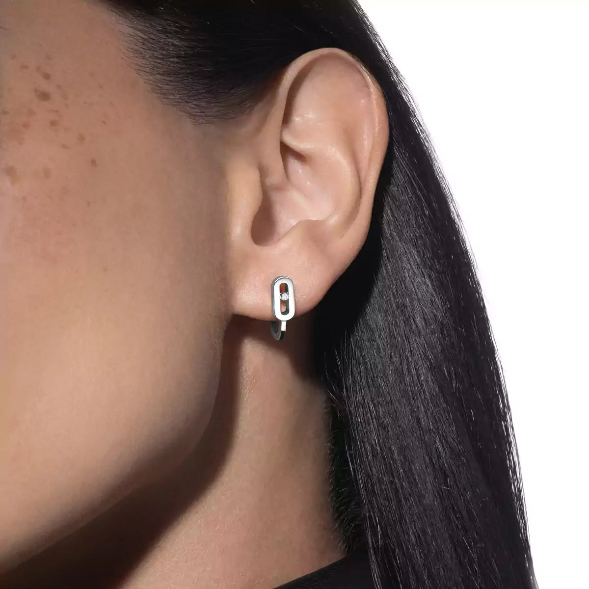 [LORA] Diamond Mini Hoop Earrings Move Classique