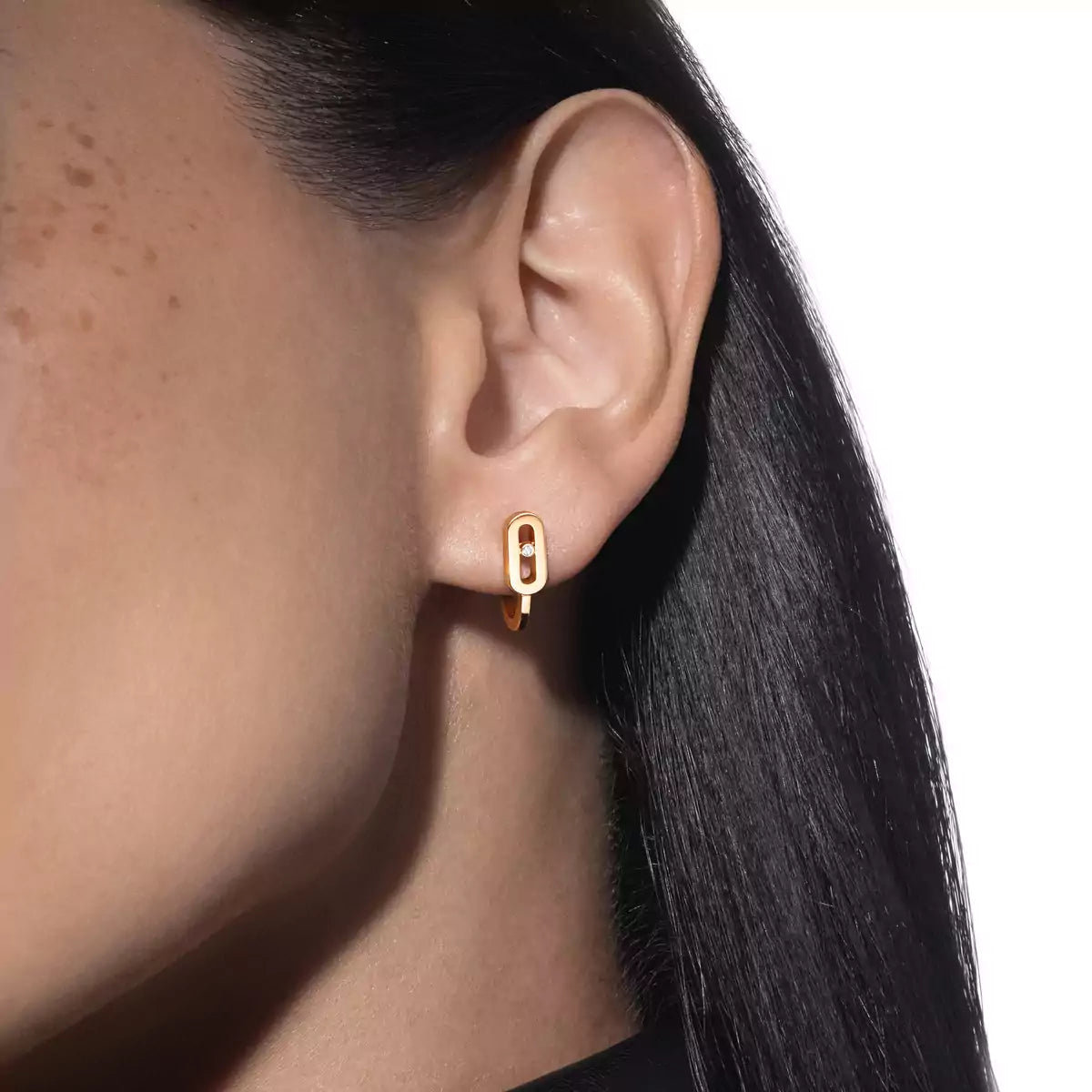[LORA] Diamond Mini Hoop Earrings Move Classique