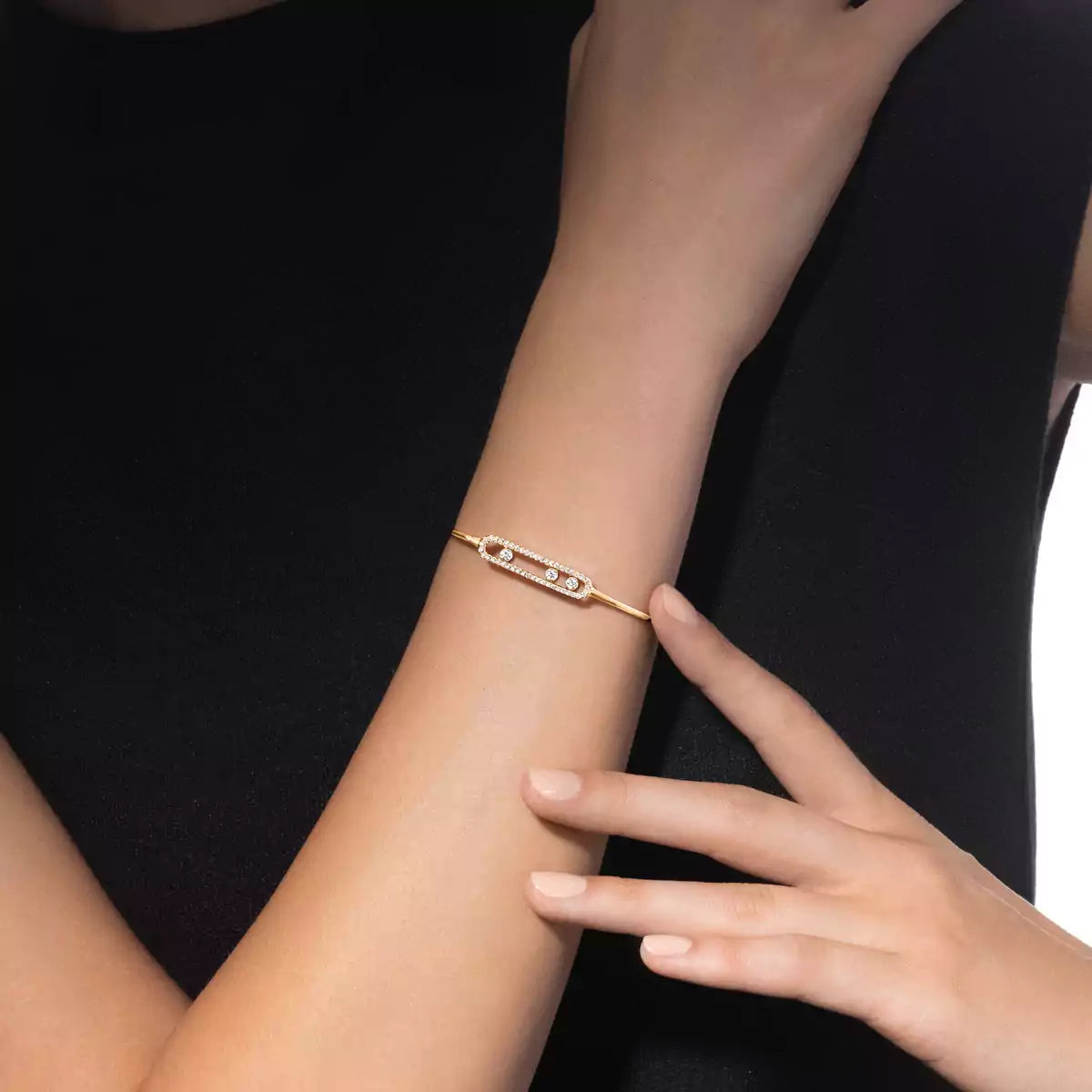 [LORA] Move Pavé Diamond Bangle Bracelet M