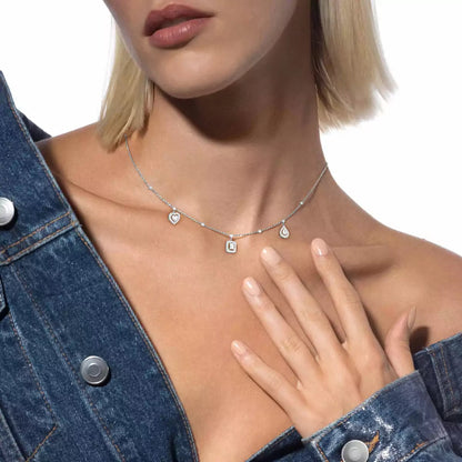 [LORA] My Twin Diamond Necklace in Silver