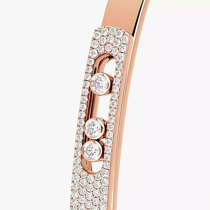 [LORA] Move Noa Rose Gold Pavé Diamond Bangle Bracelet