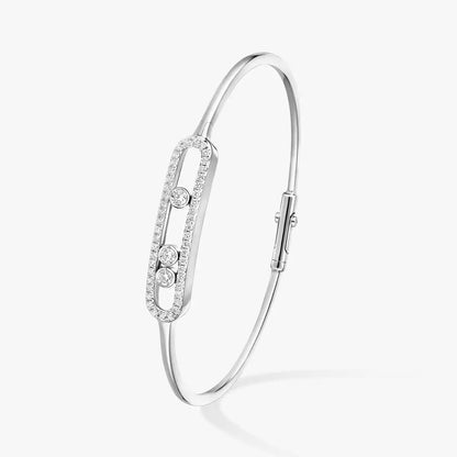 [LORA] Move Pavé Diamond Bangle Bracelet M