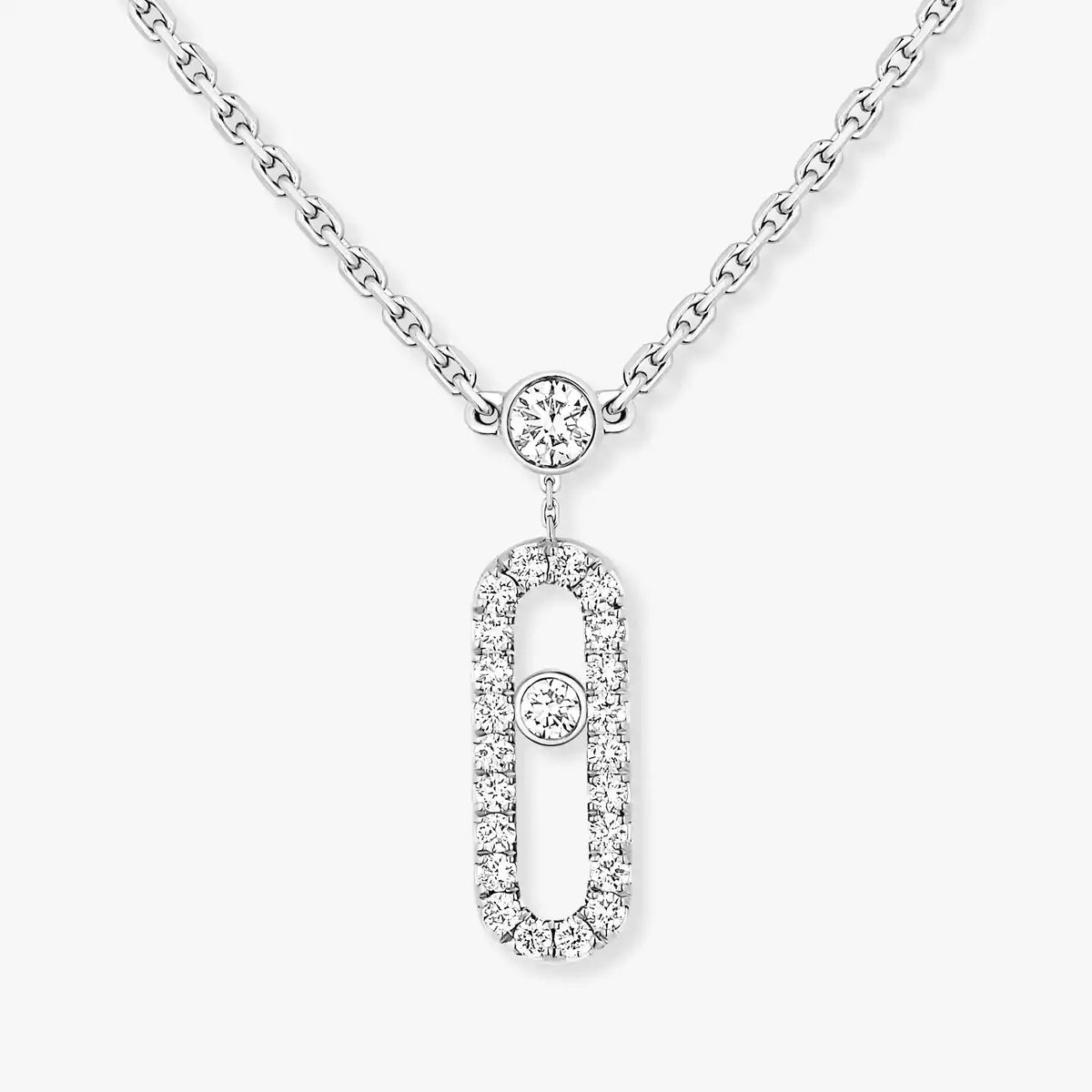 [LORA] 2 Rows Rose Gold Diamond Pave_ Necklace Move Uno