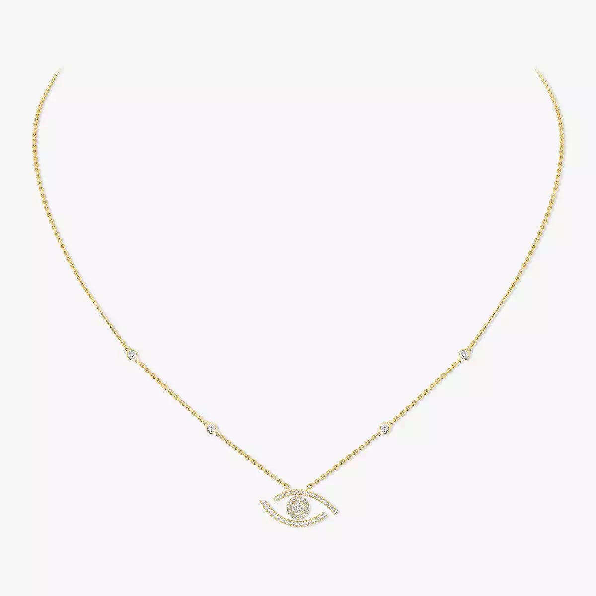 [LORA] Pave_ Diamond Necklace Lucky Eye