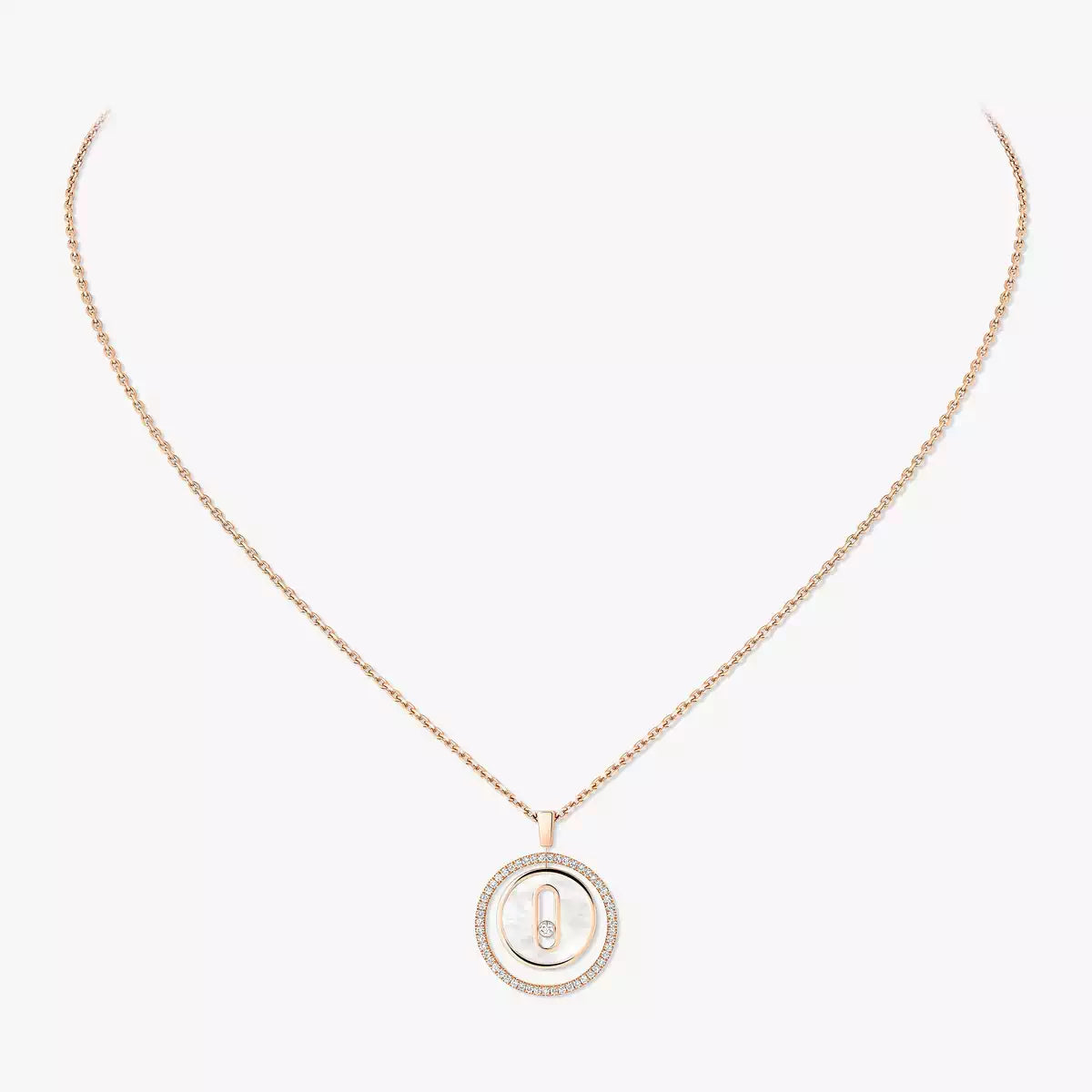 [LORA] Lucky Move Diamond Necklace in Rose Gold and White Mother-of-Pearl