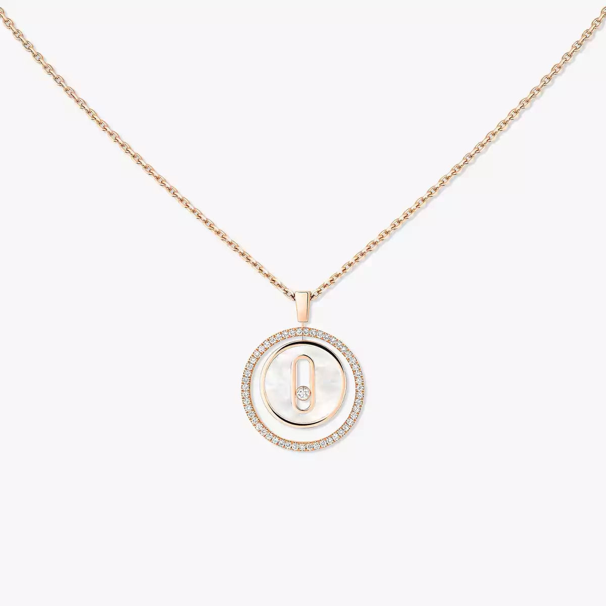[LORA] Lucky Move Diamond Necklace in Rose Gold and White Mother-of-Pearl