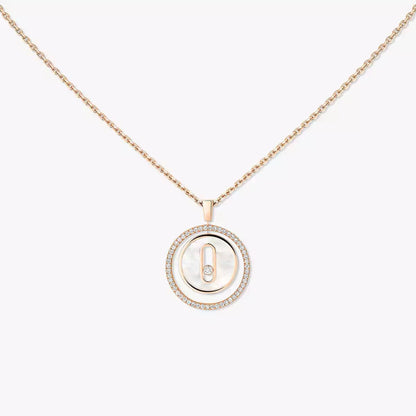 [LORA] Lucky Move Diamond Necklace in Rose Gold and White Mother-of-Pearl
