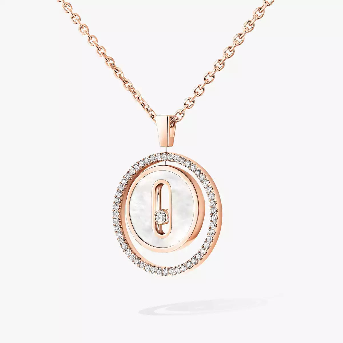 [LORA] Lucky Move Diamond Necklace in Rose Gold and White Mother-of-Pearl