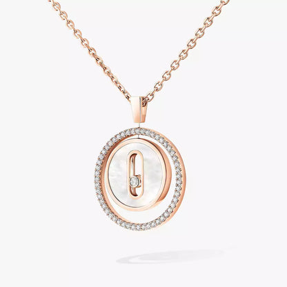 [LORA] Lucky Move Diamond Necklace in Rose Gold and White Mother-of-Pearl
