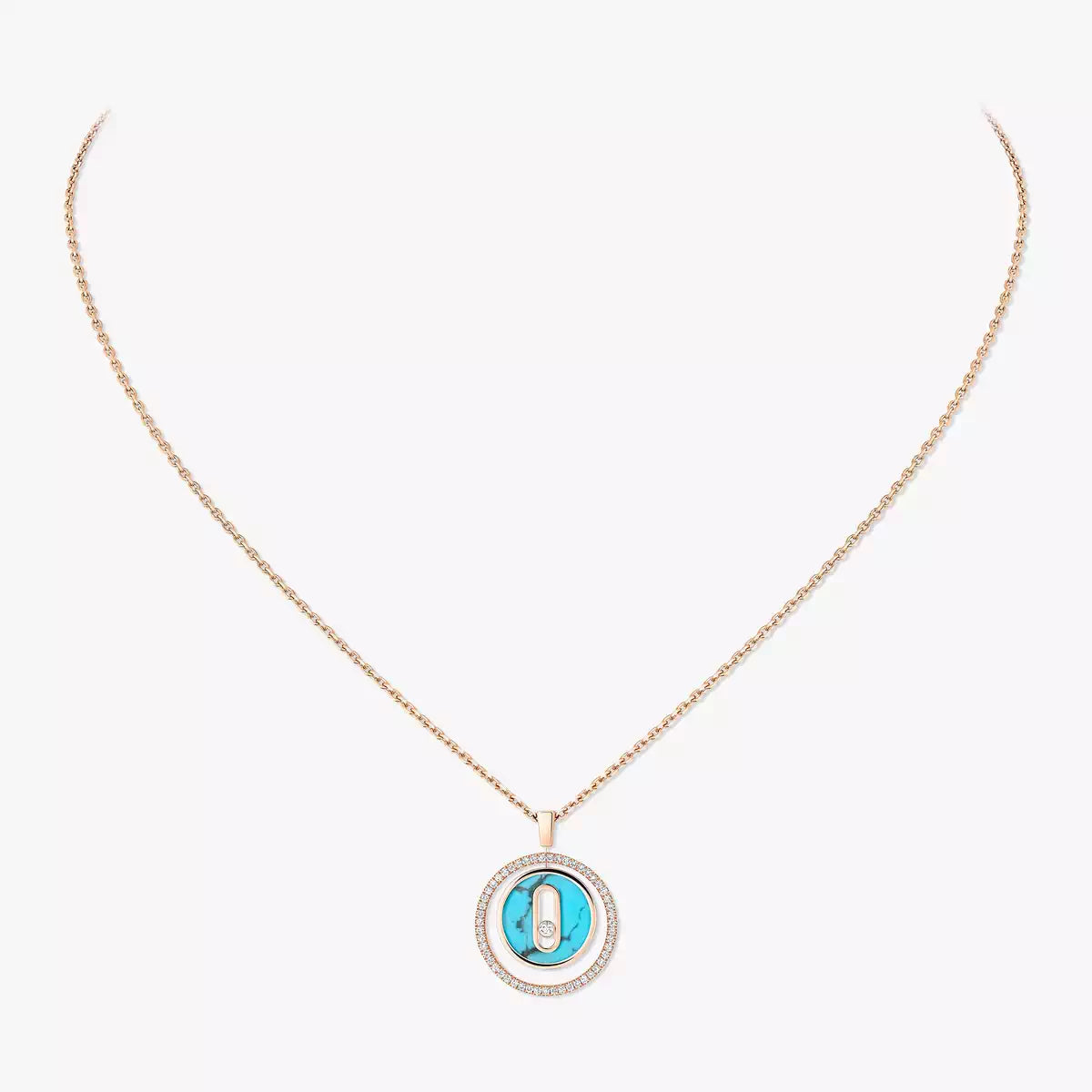 [LORA] Lucky Move Diamond Necklace in Rose Gold and White Mother-of-Pearl