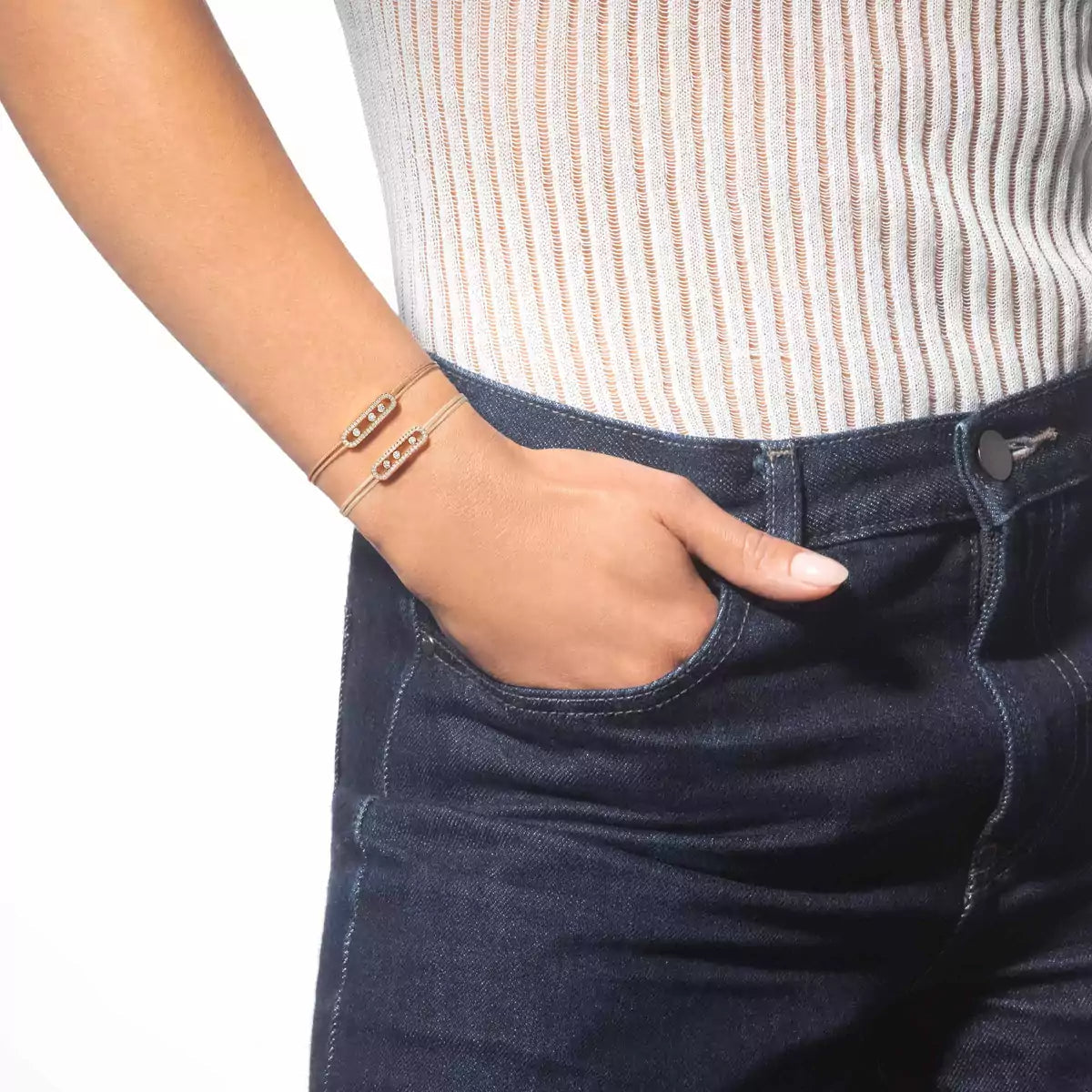 [LORA] Messika Care(s) pink cord pavé bracelet