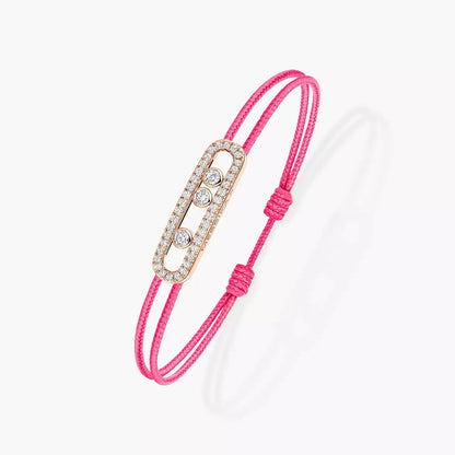 [LORA] Messika Care(s) pink cord pavé bracelet