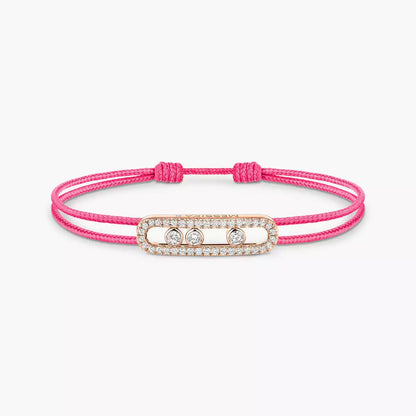 [LORA] Messika Care(s) pink cord pavé bracelet