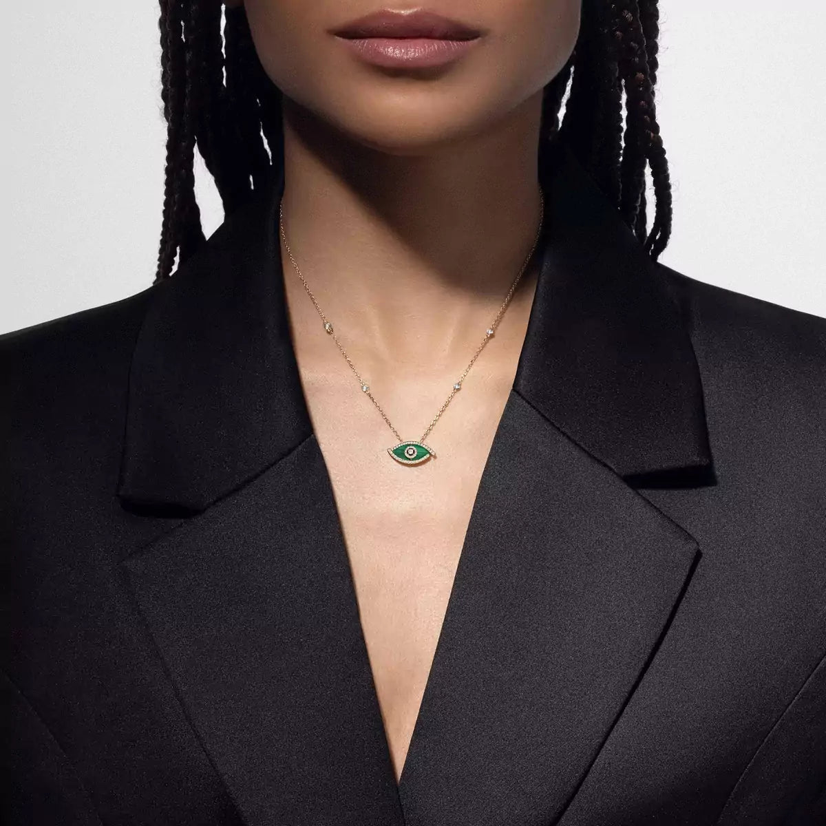 [LORA] Lucky Eye Diamond Necklace in Rose Gold and Turquoise