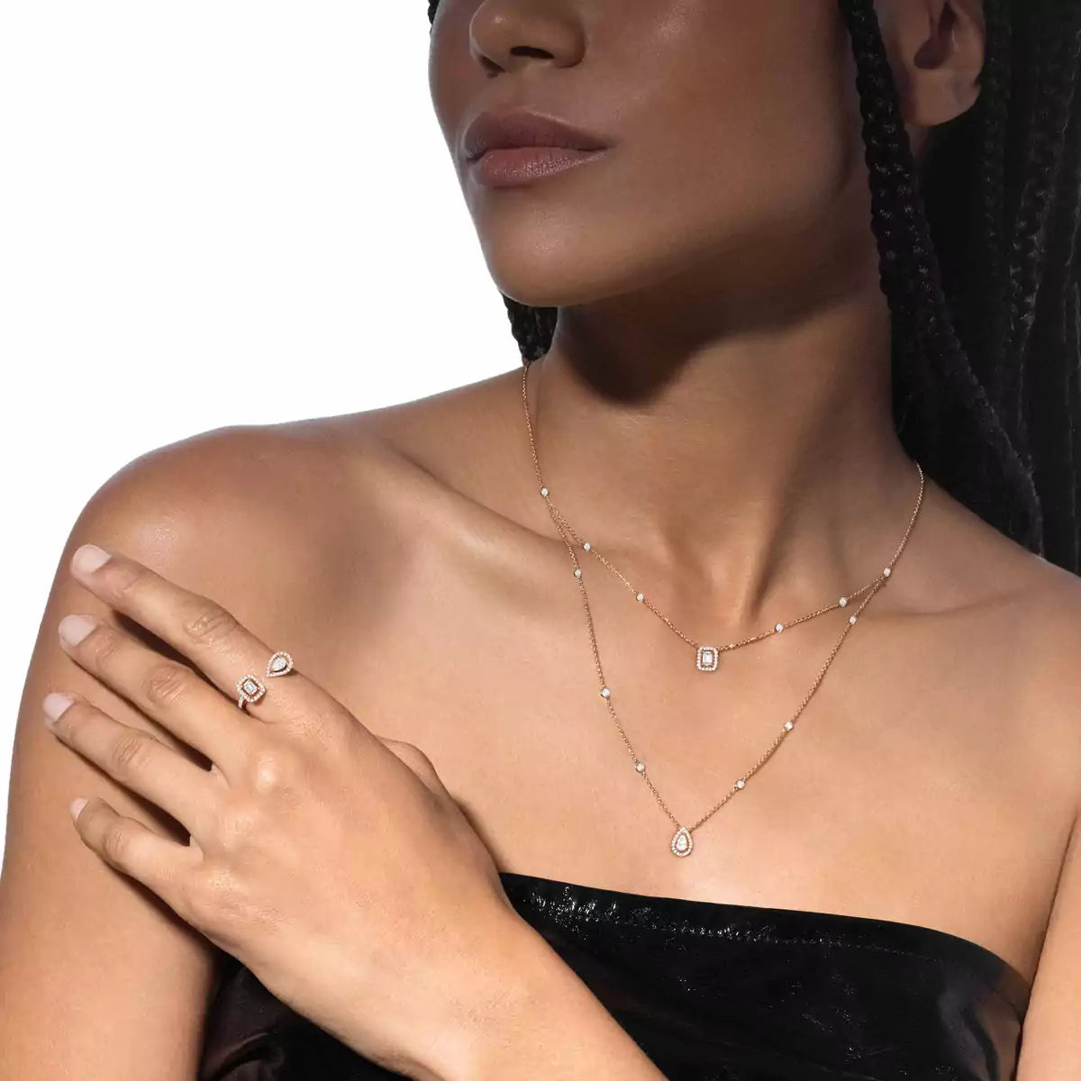 [LORA] Diamond Necklace My Twin 2 Rows