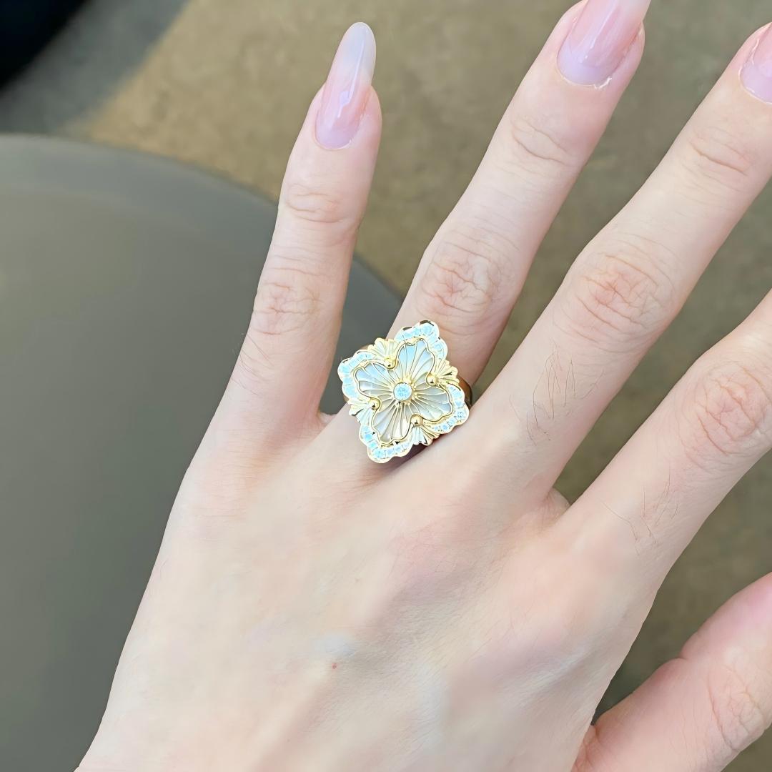 [Lora JEWELRY] OPERA TULLE  RING WITH  ENAMEL BACKGROUND