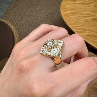 [Lora JEWELRY] OPERA TULLE  RING WITH  ENAMEL BACKGROUND
