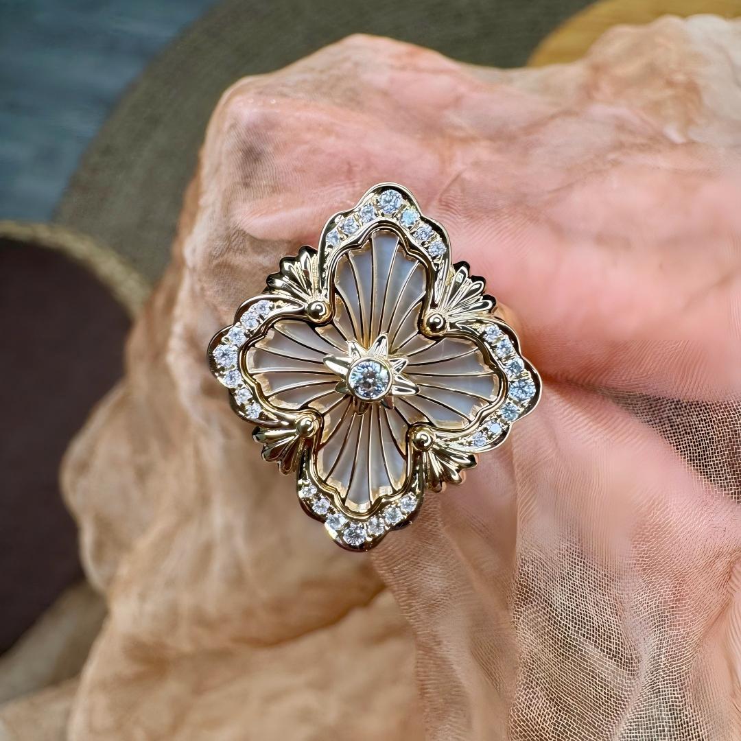 [Lora JEWELRY] OPERA TULLE  RING WITH  ENAMEL BACKGROUND