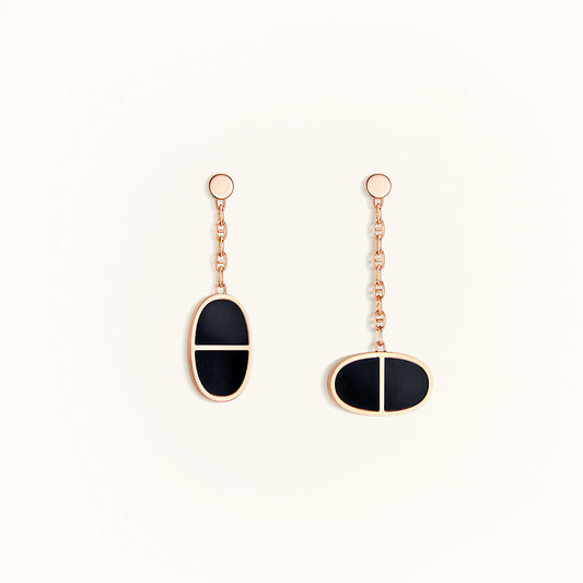 [LORA]CHAINE VERSO BLACK CERAMIC EARRINGS