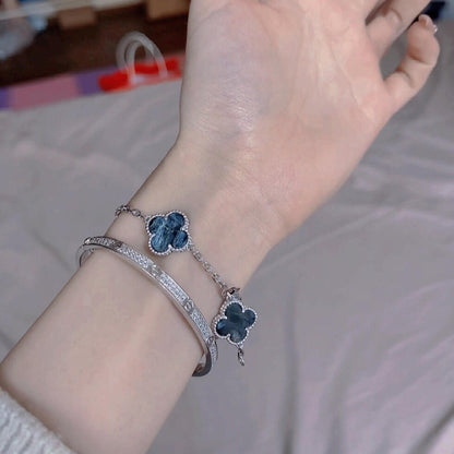 [LORA]CLOVER 5 MOTIF PIETERSITE SILVER BRACELET