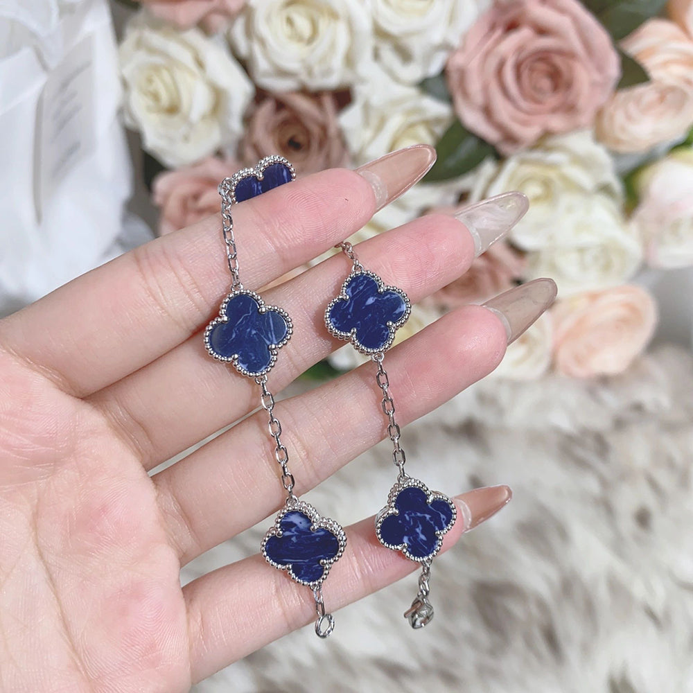 [LORA]CLOVER 5 MOTIF PIETERSITE SILVER BRACELET