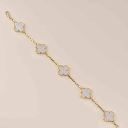 [Lora]CLOVER WHITE PEARL MOP 5 MOTIF BRACELET COLLECTION