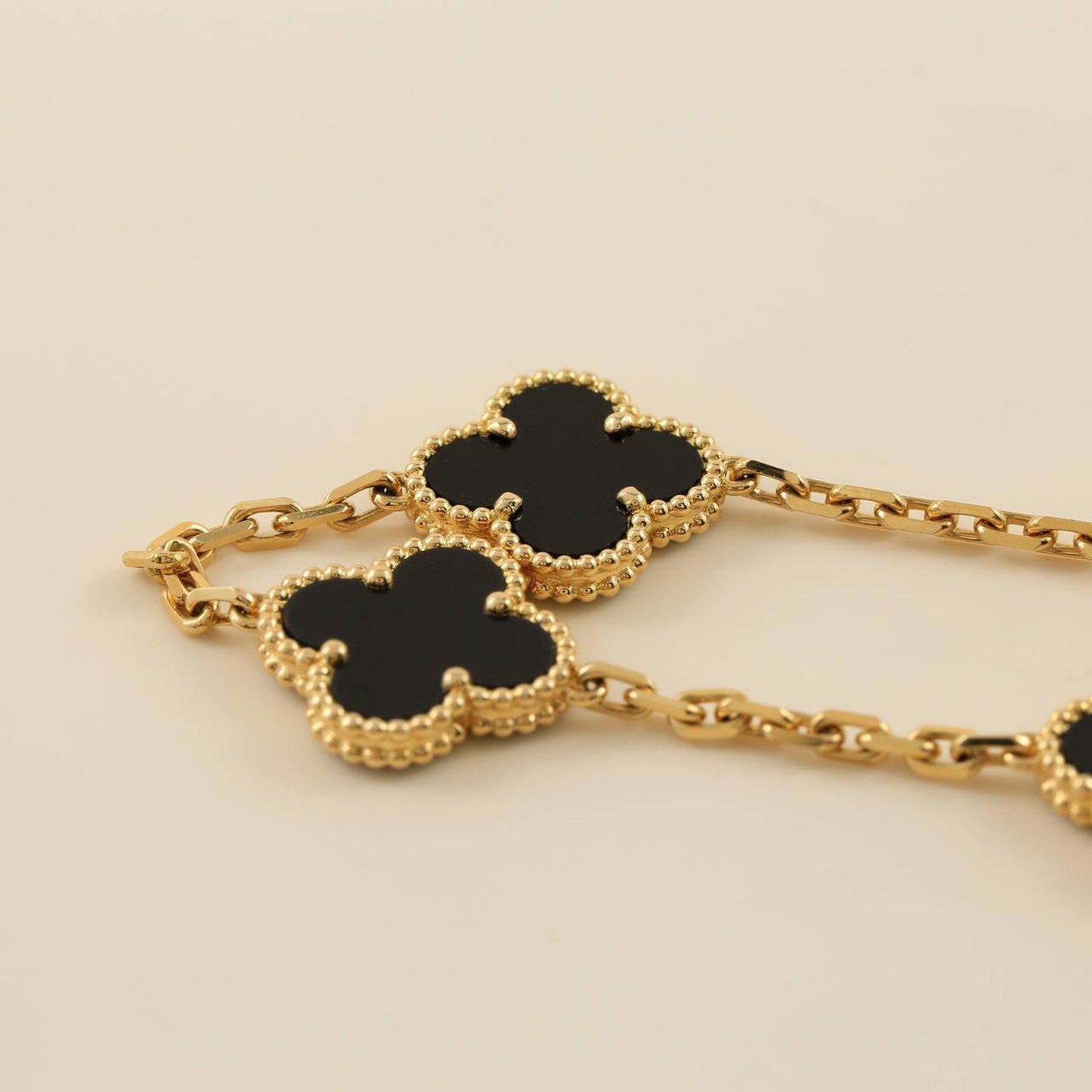 [LORA]CLOVER  5 MOTIFS BLACK ONYX BRACELET
