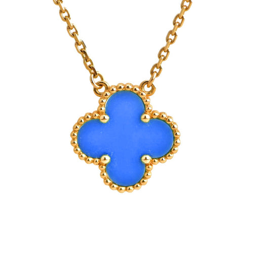 [LORA]CLOVER 15MM BLUE AGATE NECKLACE